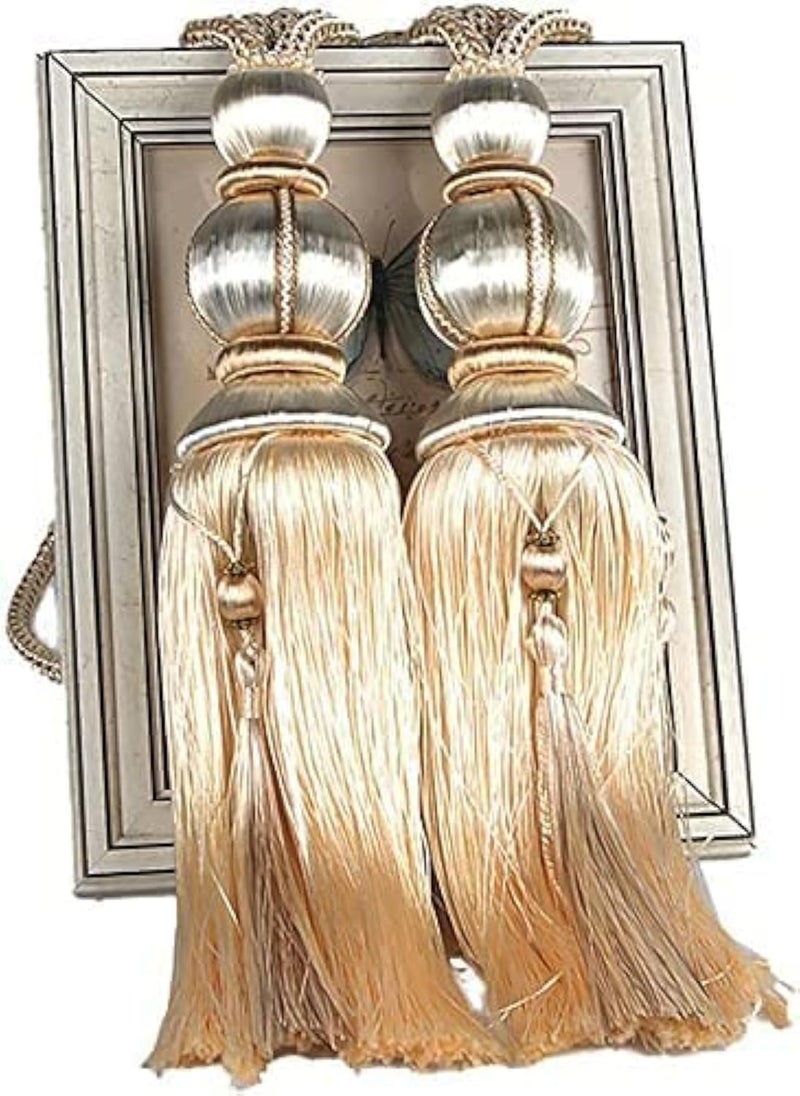 yawpnan Paired Lantern Single Hanging Ball Tassels Curtains Buckle Sling Binding Lantern Tiebacks Handcrafted Braided Buckle Drapery Curtain Holdbacks Window Treatments for Home 2 Pack - Image 1